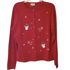 Classic Elements‎ Red Snowman Cardigan